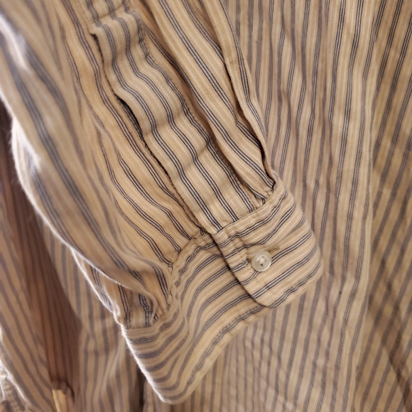 Nautica Mens Tan Navy Striped ButtonDown Shirt XXL - Picture 6 of 9